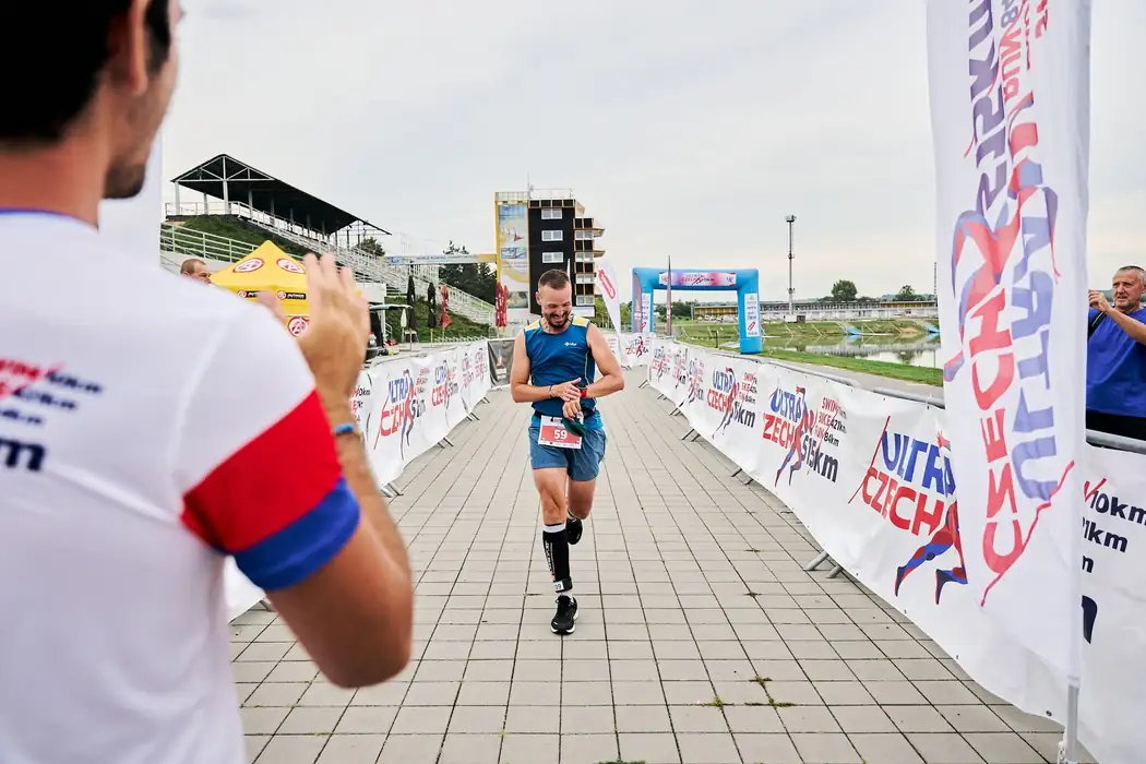Running into the finish chute