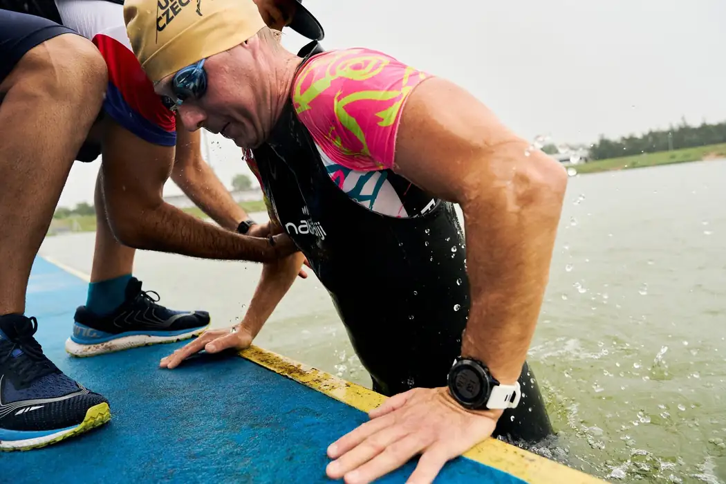 After ten kilometres in the water