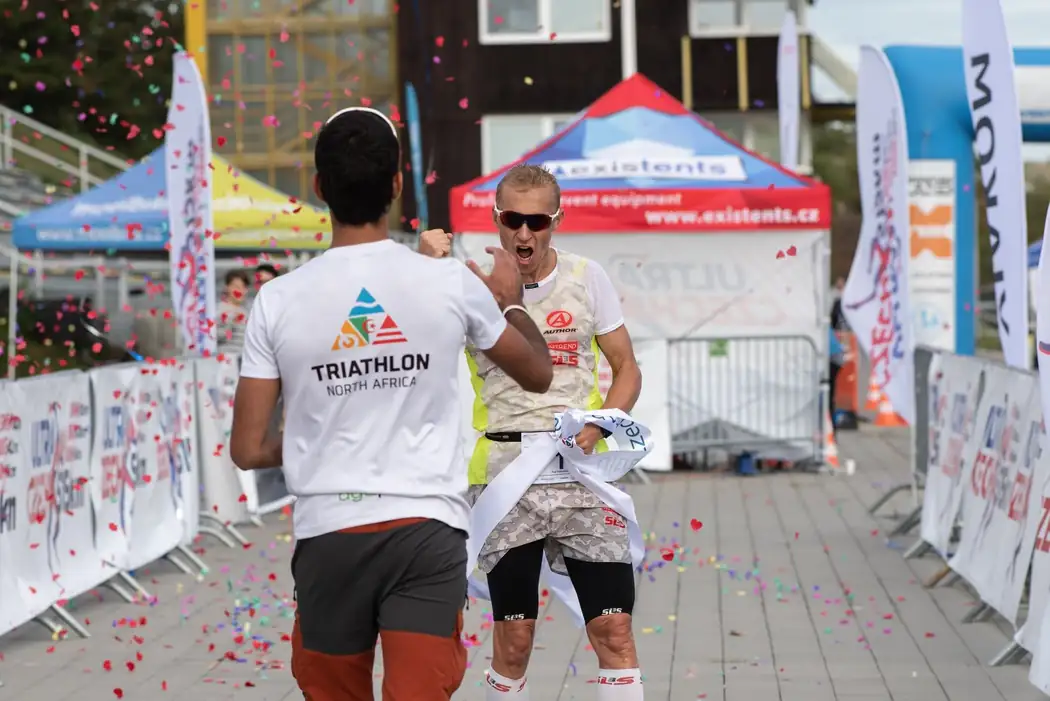 Confetti at the finish